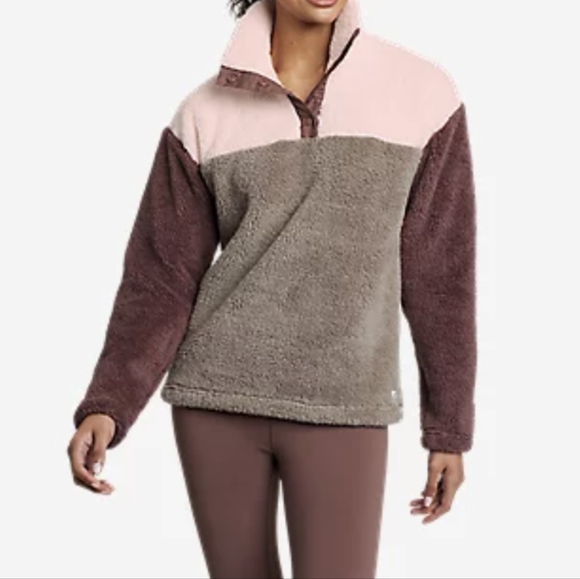Eddie Bauer Tops - Eddie Bauer 1/4 snap color block Fleece Pullover M